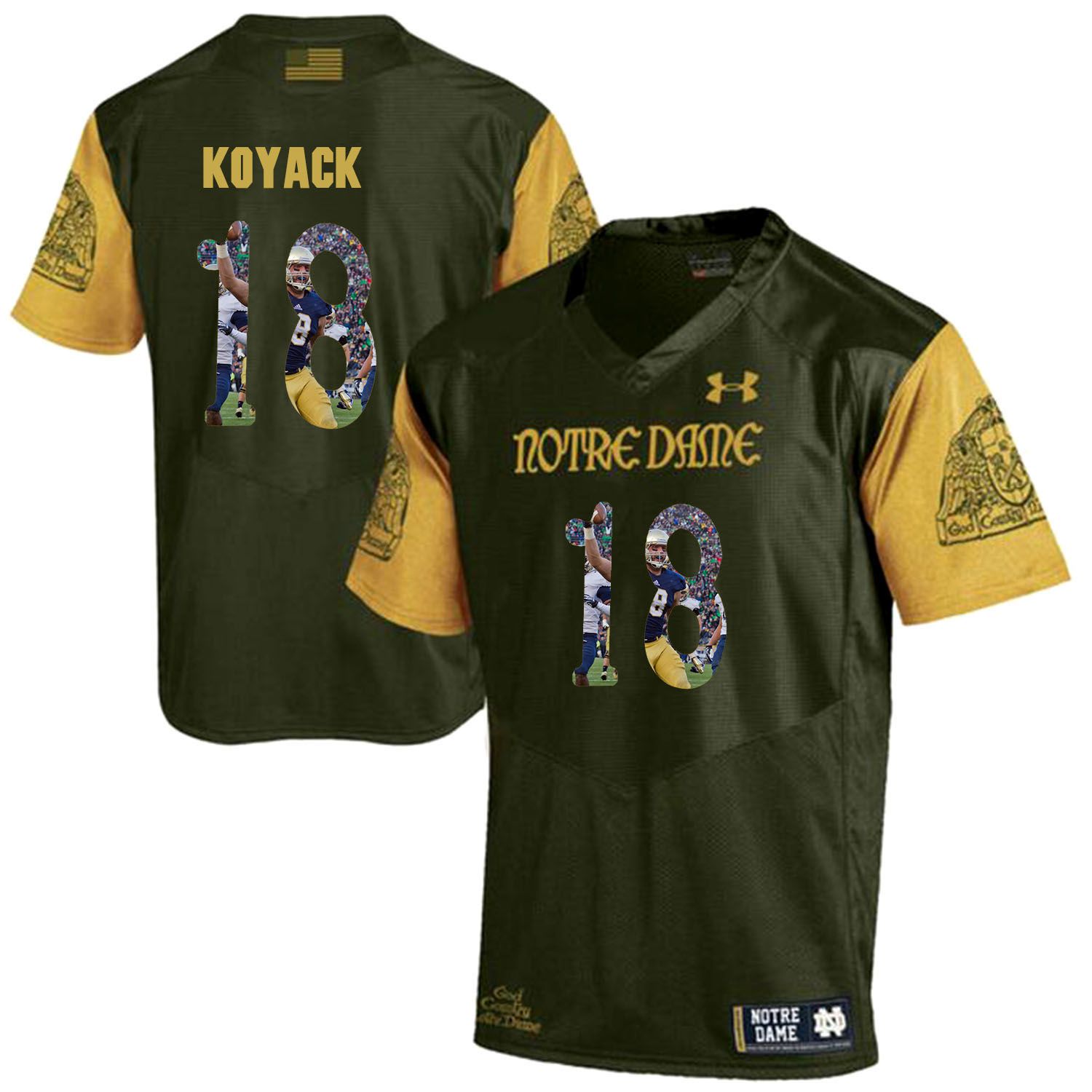 Men Norte Dame Fighting Irish #18 Koyack Green Fashion Edition Customized NCAA Jerseys->customized ncaa jersey->Custom Jersey